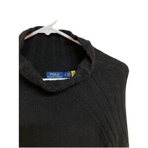 Men's Polo Ralph Lauren Turtleneck Sweater Wool Cashmere Thick Knit Black Size M